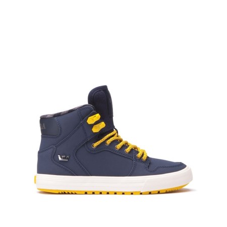 Supra Vaider Cold Weather Kids High Tops Shoes Navy UK 54COU